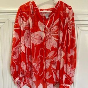 Chico's bran new red and white sheer blouse, never worn.